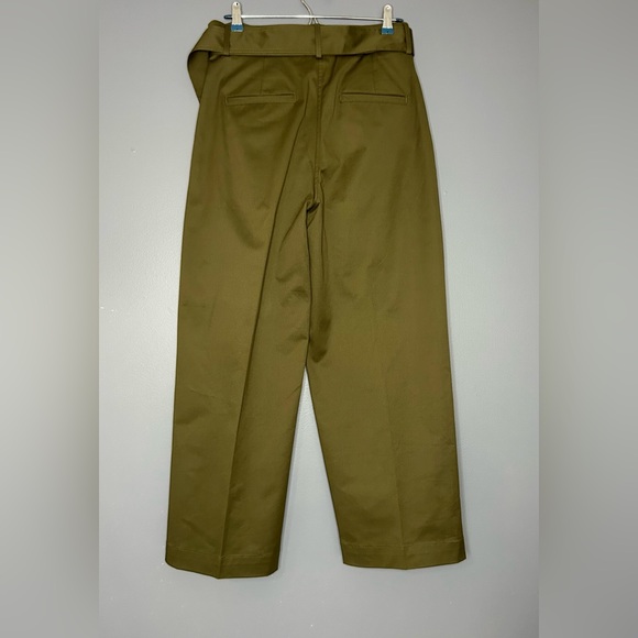 Banana Republic Womens 8 Cruz Pleated Wide Leg Chino Pants Olive Green Belted - Picture 3 of 16
